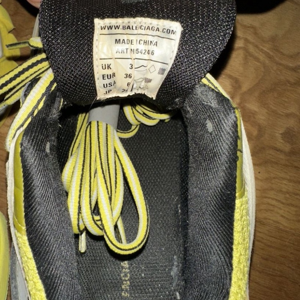 YELLOW AND white BALENCIAGA TRACK SNEAKER SIZE 6
